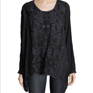 Johnny Was Flowy Georgette Long Tunic Sanded Black